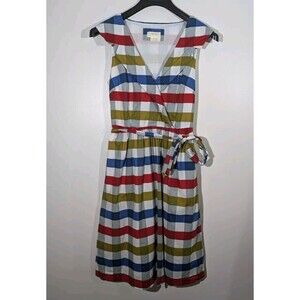 Anthropologie Maeve Cricket Club Big Gingham Check Plaid Dress Size 4 Blue Red